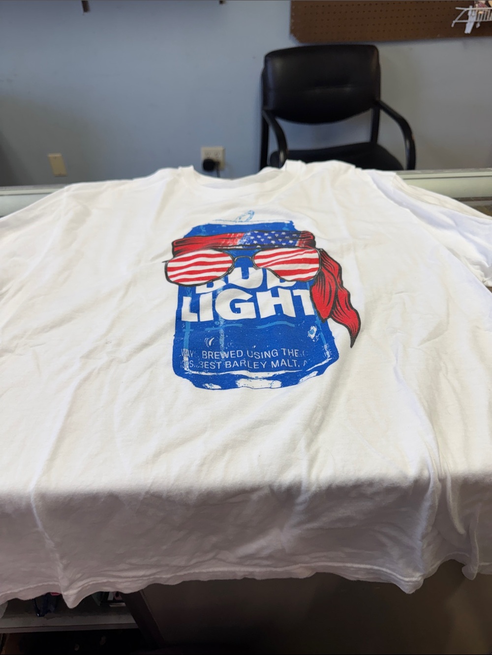 Patriotic Graphic Tee with Red, White & Blue Design Bud Light